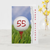 Golfbal op t-shirt voor 55ste verjaardag kaart (Gele Bloem)
