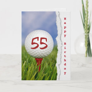 Golfbal op t-shirt voor 55ste verjaardag kaart