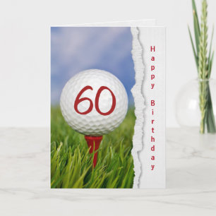 golfbal op t - shirt voor 60ste verjaardag kaart