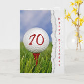 Golfbal op t-shirt voor 70ste verjaardag kaart (Gele Bloem)