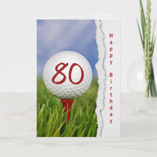 Golfbal op t-shirt voor 80ste verjaardag kaart (Voorkant)