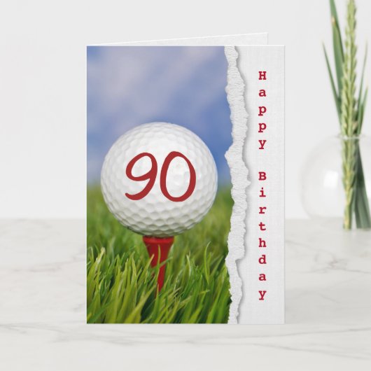 Golfbal op t-shirt voor 90ste verjaardag kaart (Voorkant)