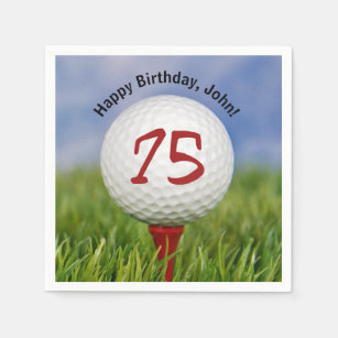Golfbal op t-shirt voor de 75ste verjaardag servet