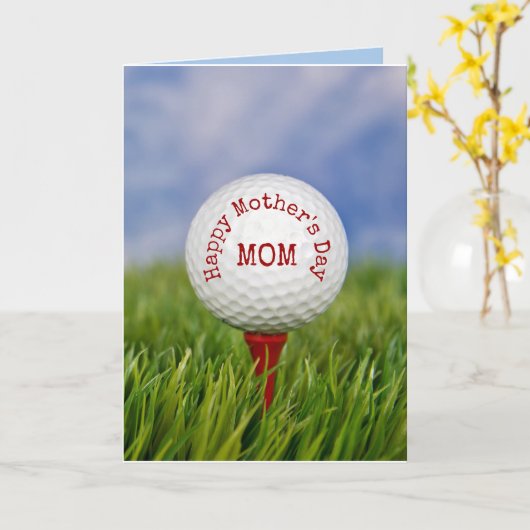 Golfbal op T-shirt voor Moederdag Kaart (Gele Bloem)
