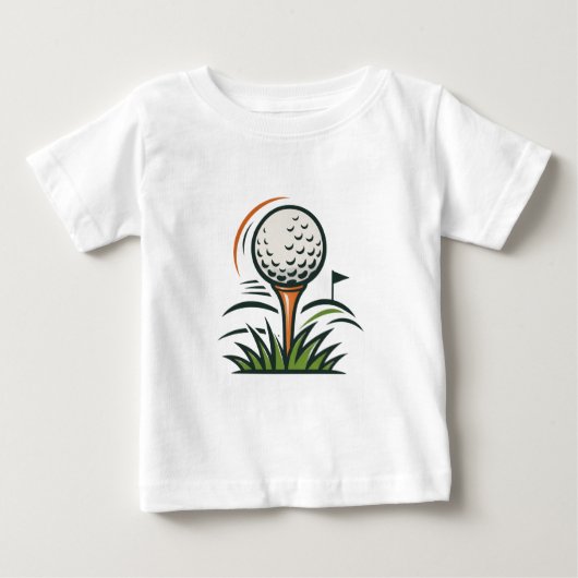 Golfbal op Tee Gras Vlag Sport Logo Ontwerp (Voorkant)