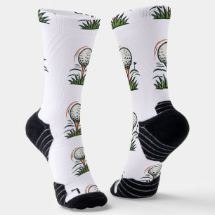 Golfbal op Tee Gras Vlag Sport Logo Ontwerp Sokken