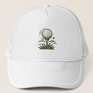 Golfbal op Tee Gras Vlag Sport Logo Ontwerp Trucker Pet