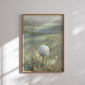 Golfbal op Tee Landschap Muurkunst Poster