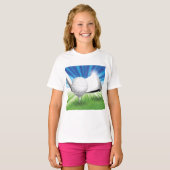 Golfbal op Tee met Driver Club T-shirt (Voorkant volledig)
