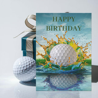 Golfbal raakt water Golfspelers Verjaardag Kaart