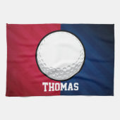 Golfbal; rood, wit en blauw theedoek (Horizontaal)