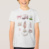golfbal, roze coquette, waterverf golf Tri-Blend shirt (Voorkant)