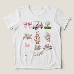 golfbal, roze coquette, waterverf golf Tri-Blend shirt