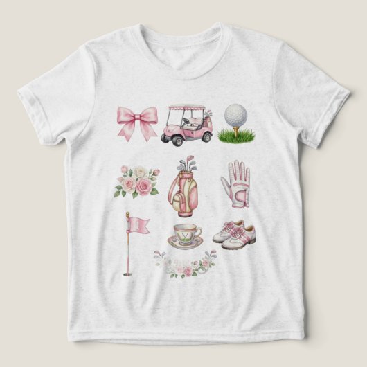 golfbal, roze coquette, waterverf golf Tri-Blend shirt (Design voorkant)