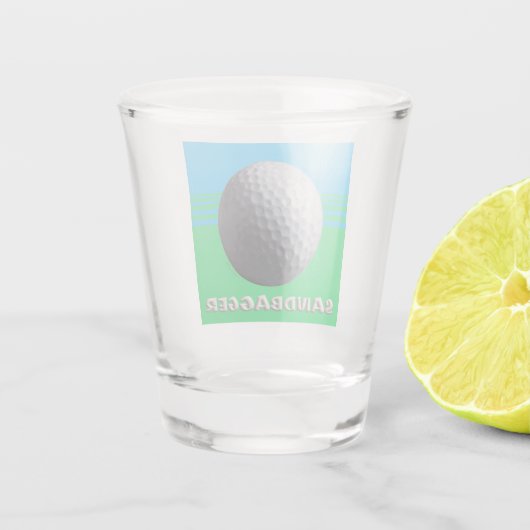 Golfbal Sandbagger schot glas (Achterkant)