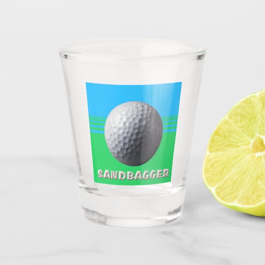 Golfbal Sandbagger schot glas (Voorkant)