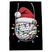 Golfbal Santa Hat Kerst Golfen Xmas Lights Medium Cadeauzakje (Voorkant)