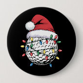 Golfbal Santa Hat Kerst Golfen Xmas Lights Ronde Button 4,0 Cm (Voorkant)