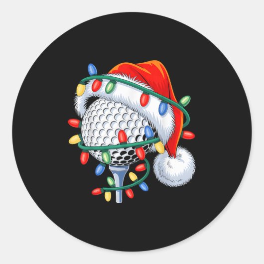 Golfbal Santa Hat Xmas Funny Christmas Boys Mannen Ronde Sticker (Voorkant)