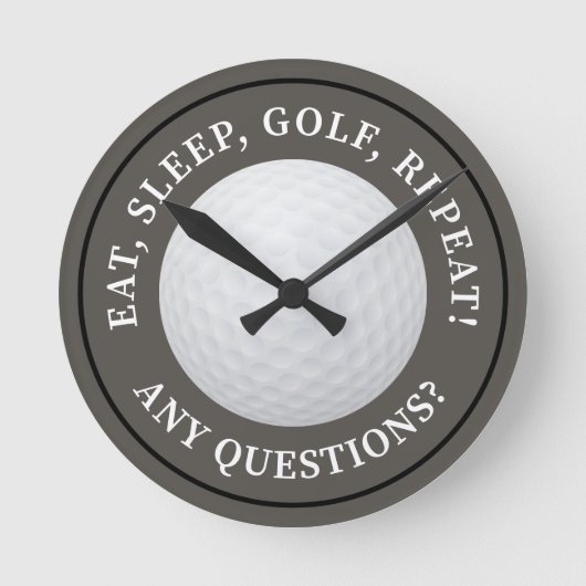 Golfbal Sport Golf Quote Modern Bruin Brons Ronde Klok (Voorkant)