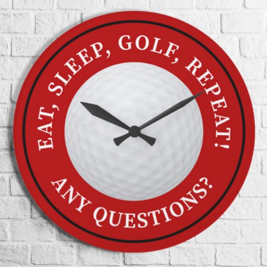 Golfbal Sport Golf Quote Modern Grappig Rood Ronde Klok