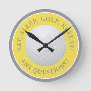 Golfbal Sport Modern Golf Quote Geel Grijs Ronde Klok