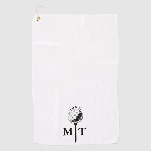 Golfbal Tee Gepersonaliseerde Initiaal Monogram Ja Golfhanddoek (Voorkant)
