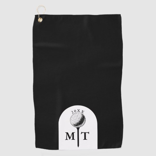 Golfbal Tee Gepersonaliseerde Initiaal Monogram Ja Golfhanddoek (Voorkant)