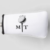 Golfbal Tee Gepersonaliseerde Initiaal Monogram Ja Golfheadcover (Voorkant)