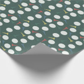 Golfbal & Tee Patroon Donkergroen Cadeaupapier (Hoek)