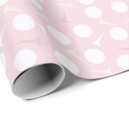 Golfbal & Tee Patroon Licht Roze Cadeaupapier