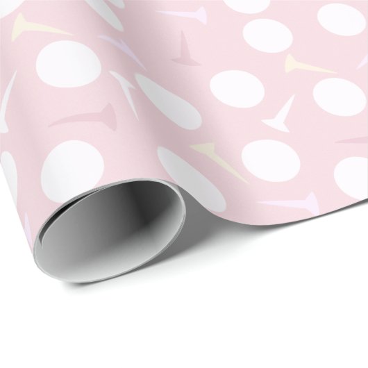 Golfbal & Tee Patroon Licht Roze Cadeaupapier (Rol Hoek)