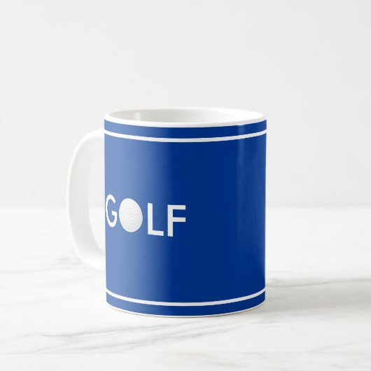 Golfbal Tekst op Royal Blue Koffiemok (Voorkant links)