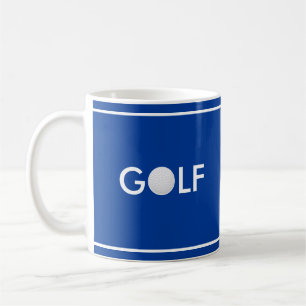 Golfbal Tekst op Royal Blue Koffiemok