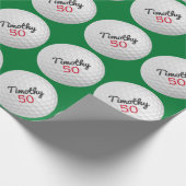 Golfbal Verjaardagsfeestje - 50ste of ander jaar Cadeaupapier (Hoek)