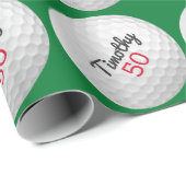 Golfbal Verjaardagsfeestje - 50ste of ander jaar Cadeaupapier (Rol Hoek)