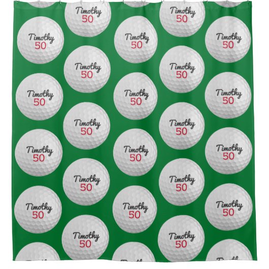 Golfbal Verjaardagsfeestje - 50ste of ander jaar Douchegordijn (Voorkant)