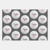 Golfbal Verjaardagsfeestje - 50ste of ander jaar Inpakpapier Vel (Voorkant 3)