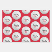 Golfbal Verjaardagsfeestje - 50ste of ander jaar Inpakpapier Vel (Voorkant 2)