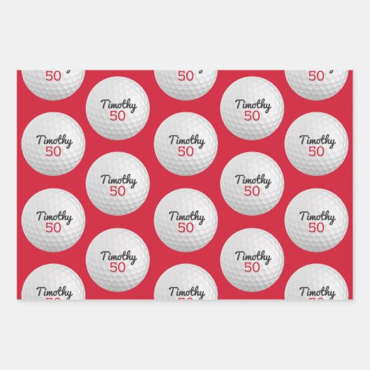 Golfbal Verjaardagsfeestje - 50ste of ander jaar Inpakpapier Vel (Voorkant 2)