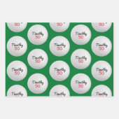Golfbal Verjaardagsfeestje - 50ste of ander jaar Inpakpapier Vel (Voorkant 3)