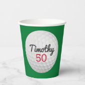 Golfbal Verjaardagsfeestje - 50ste of ander jaar Papieren Bekers (Voorkant)