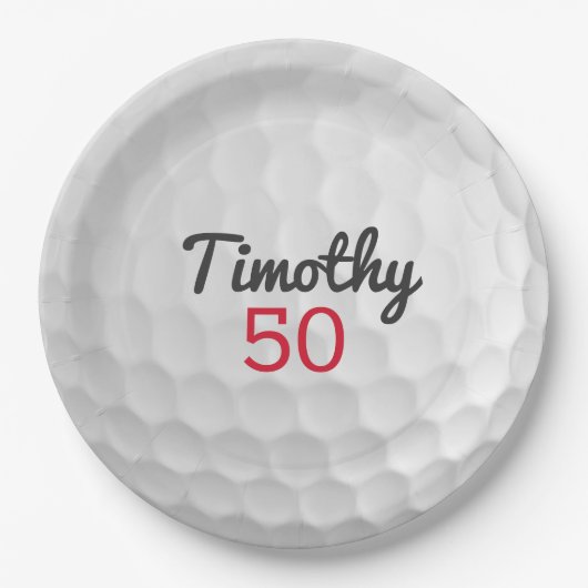 Golfbal Verjaardagsfeestje - 50ste of ander jaar Papieren Bordje (Voorkant)