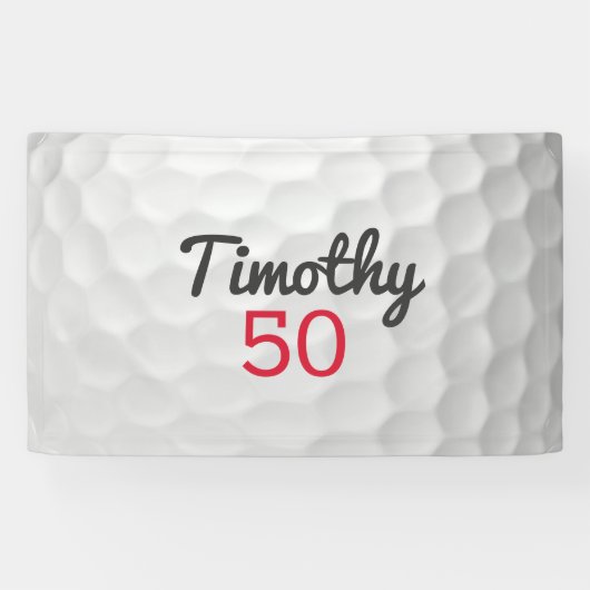 Golfbal Verjaardagsfeestje - 50ste of ander jaar Spandoek (Horizontaal)