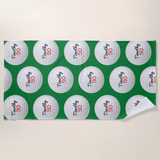 Golfbal Verjaardagsfeestje - 50ste of ander jaar Strandlaken (Voorkant)