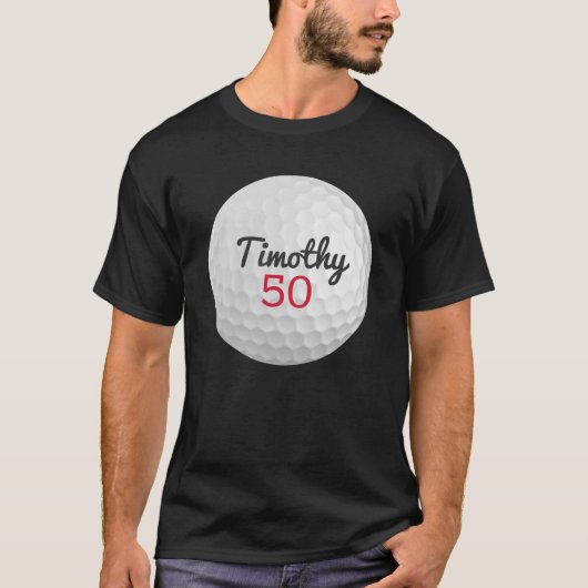 Golfbal Verjaardagsfeestje - 50ste of ander jaar T-shirt (Voorkant)