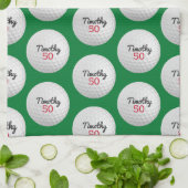 Golfbal Verjaardagsfeestje - 50ste of ander jaar Theedoek (Gevouwen)