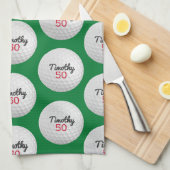 Golfbal Verjaardagsfeestje - 50ste of ander jaar Theedoek (Quarter Fold)
