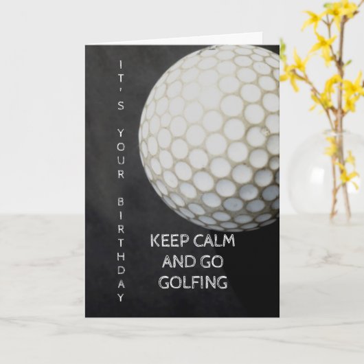 golfbal verjaardagskaart voor golfer kaart (Gele Bloem)