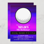 Golfbal; Vibrant Violet Blue en Magenta Kaart (Voorkant / Achterkant)